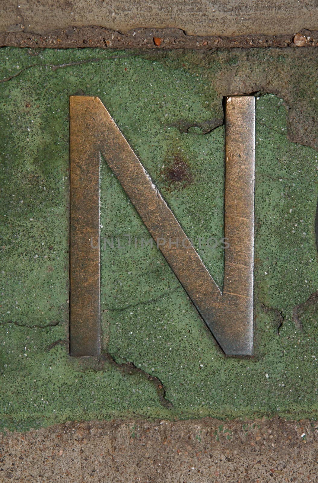 Metal Letter N in Green Marble by gilmourbto2001