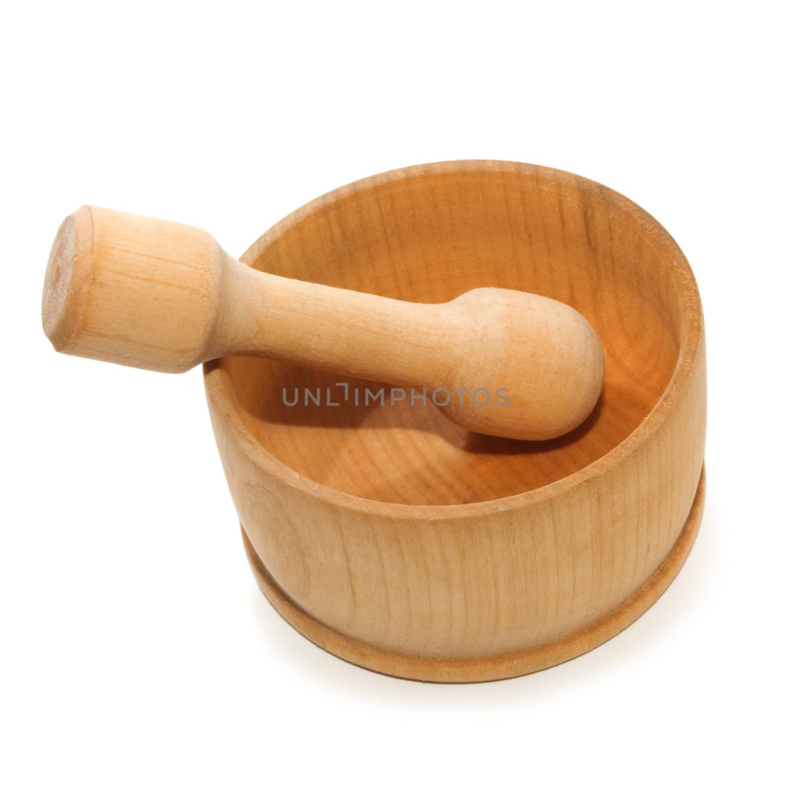 wood made kitchenware mortar, isolated. by artisanua