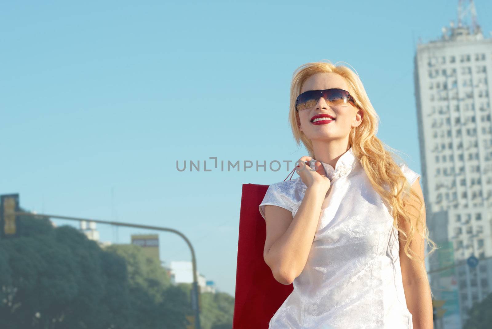 Portrait of an attractive young women with a shopping Bag