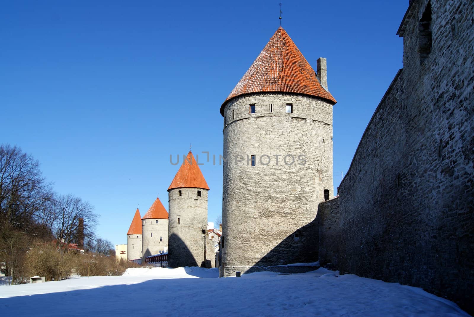 Tallinn, towers and walls of old city   