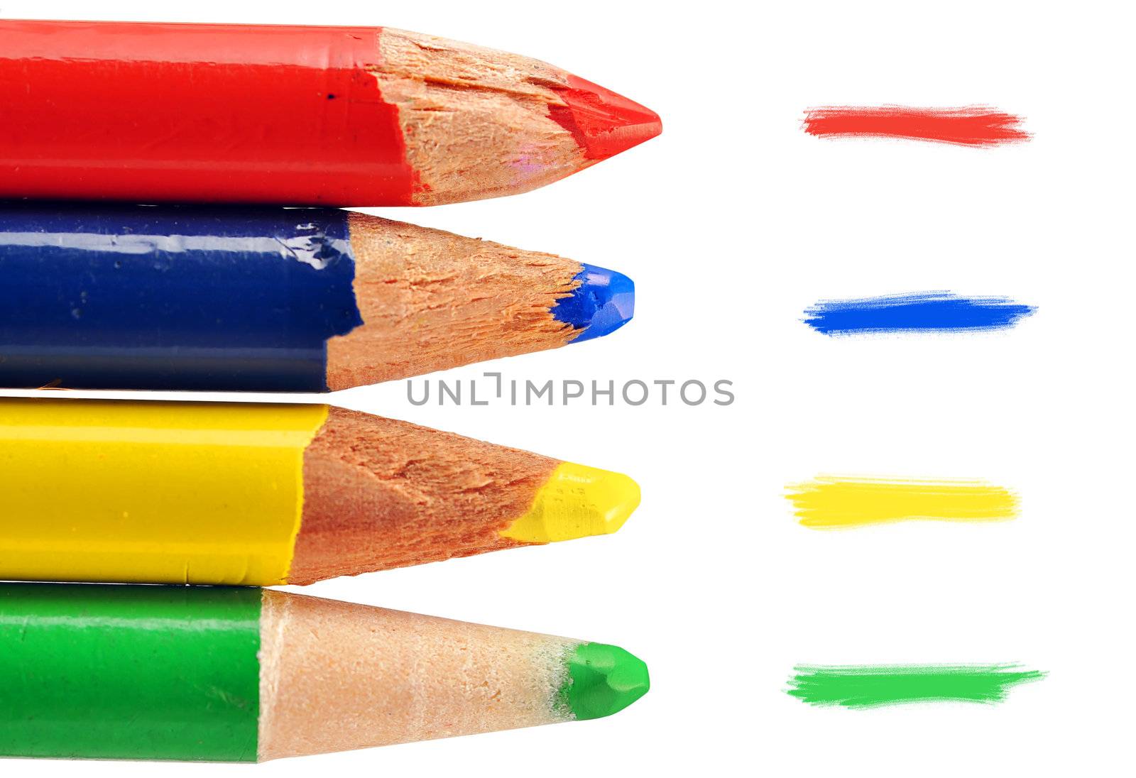 Childhood memories: fun colored pencil and doodle macro with focus on the tip