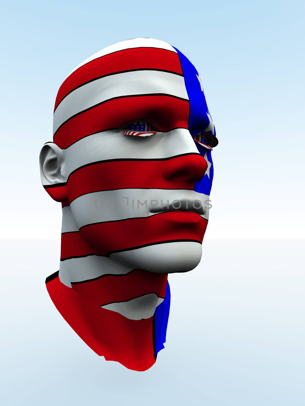 American head with the American flag on it.