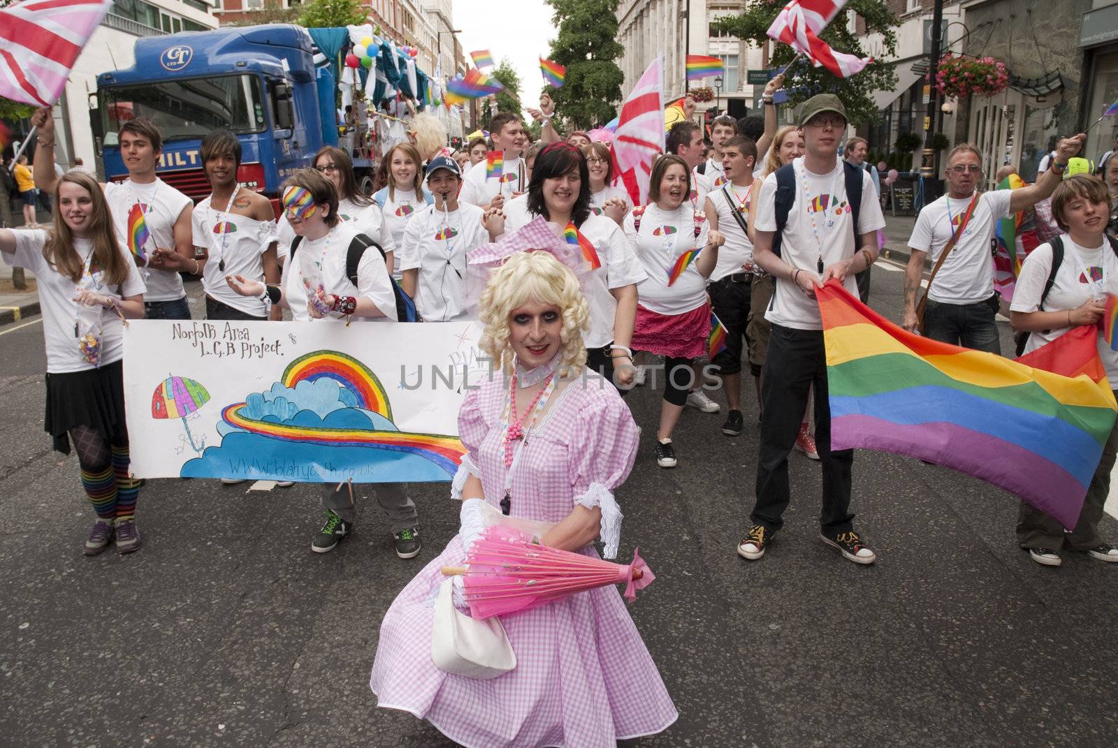LONDON - JULY 4: Gay Pride participants in the its 37th edition July 4, 2009 in London, England.