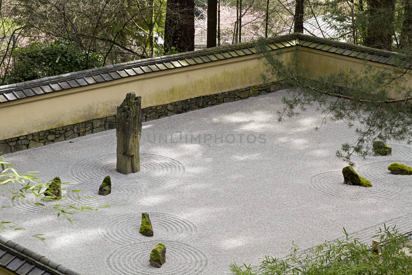 Japanese Garden Sand and Stone Garden in Portland Oregon