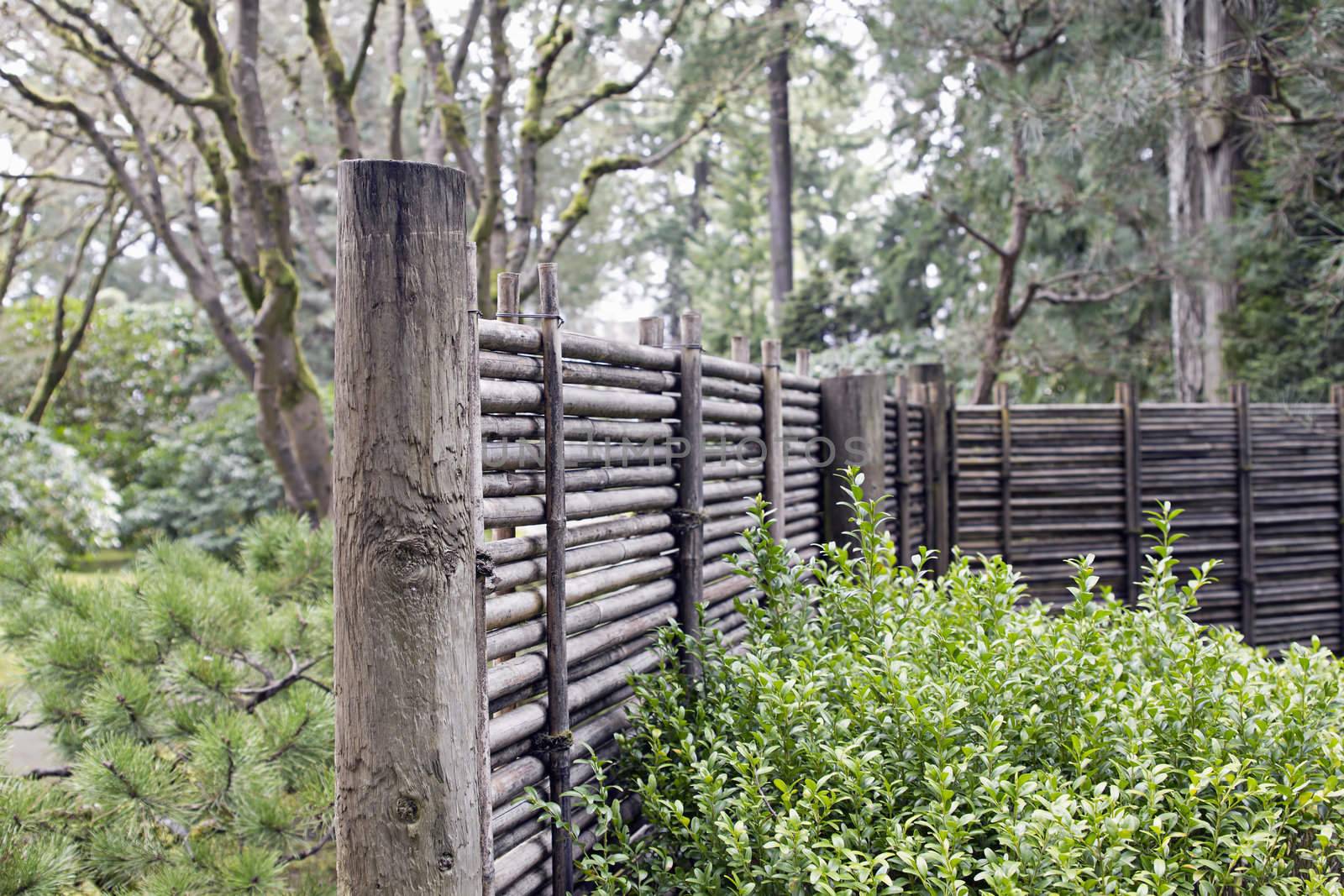 Wood and Bamboo Fencing at Portland Japanese Garden Oregon