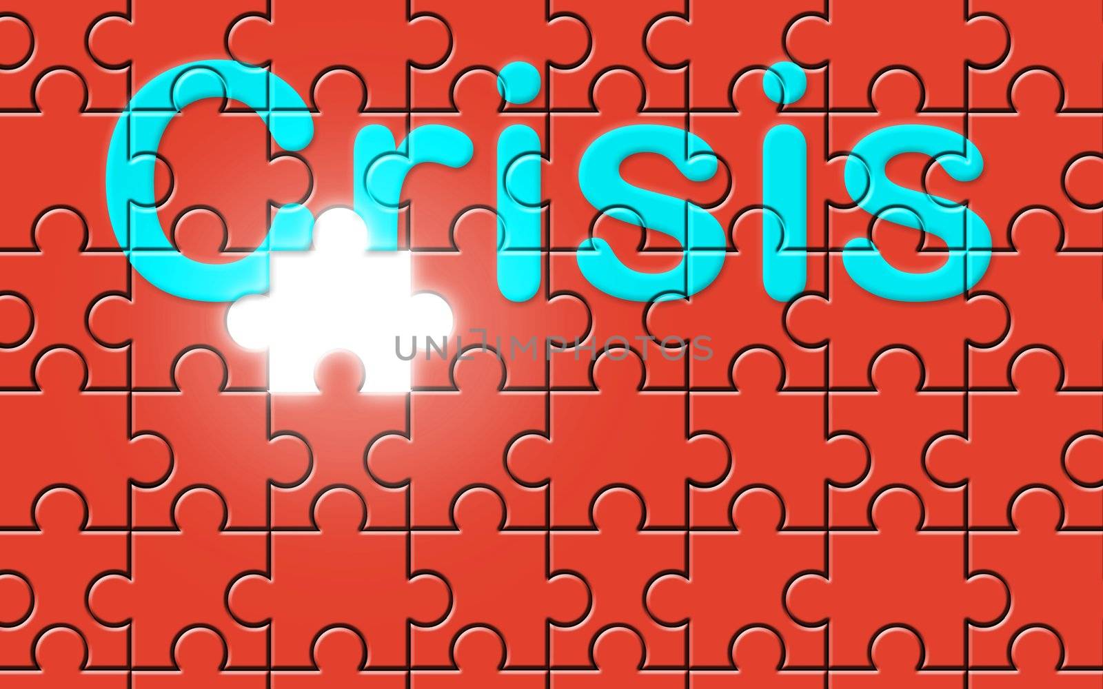 Crisis text written on a puzzle background with missing piece