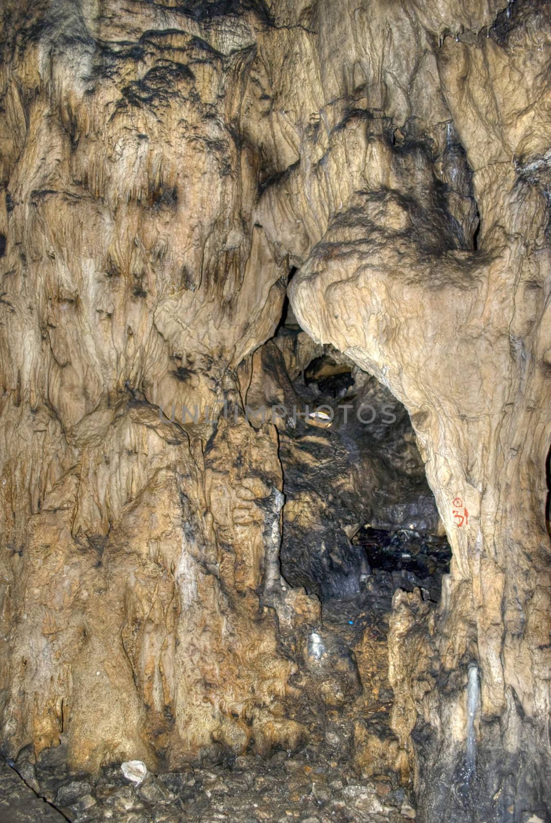 stalagmite texture in Magura cave Bulgaria