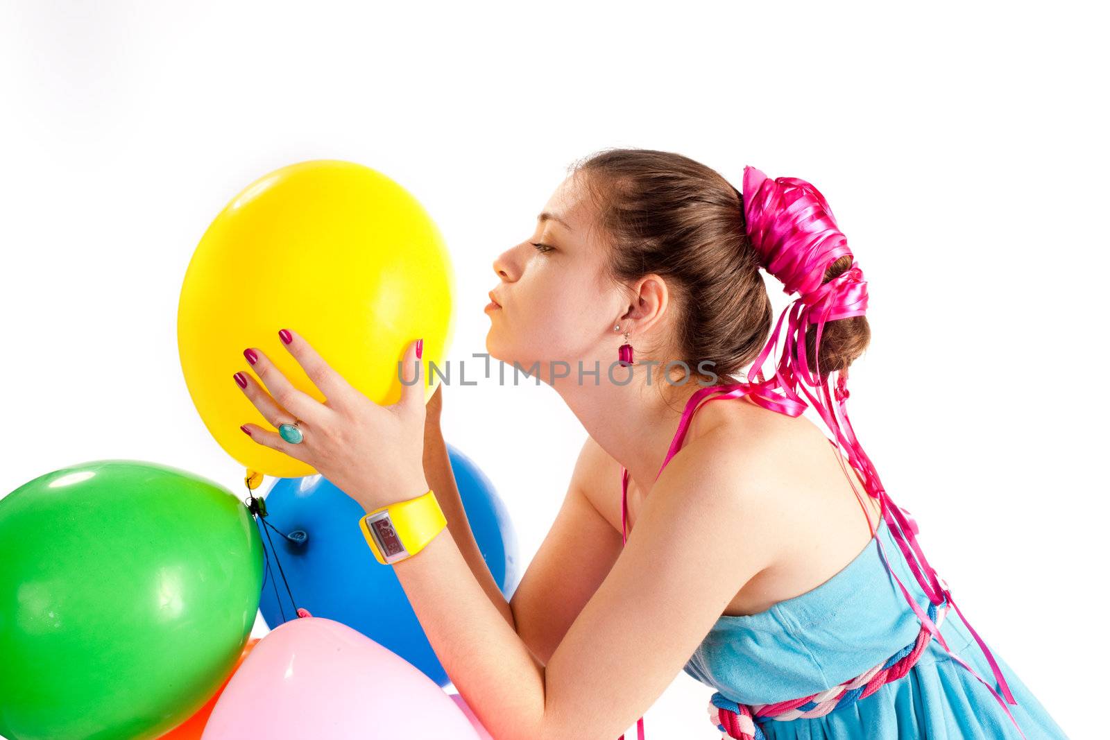people series: attractive girl with coloured balloons