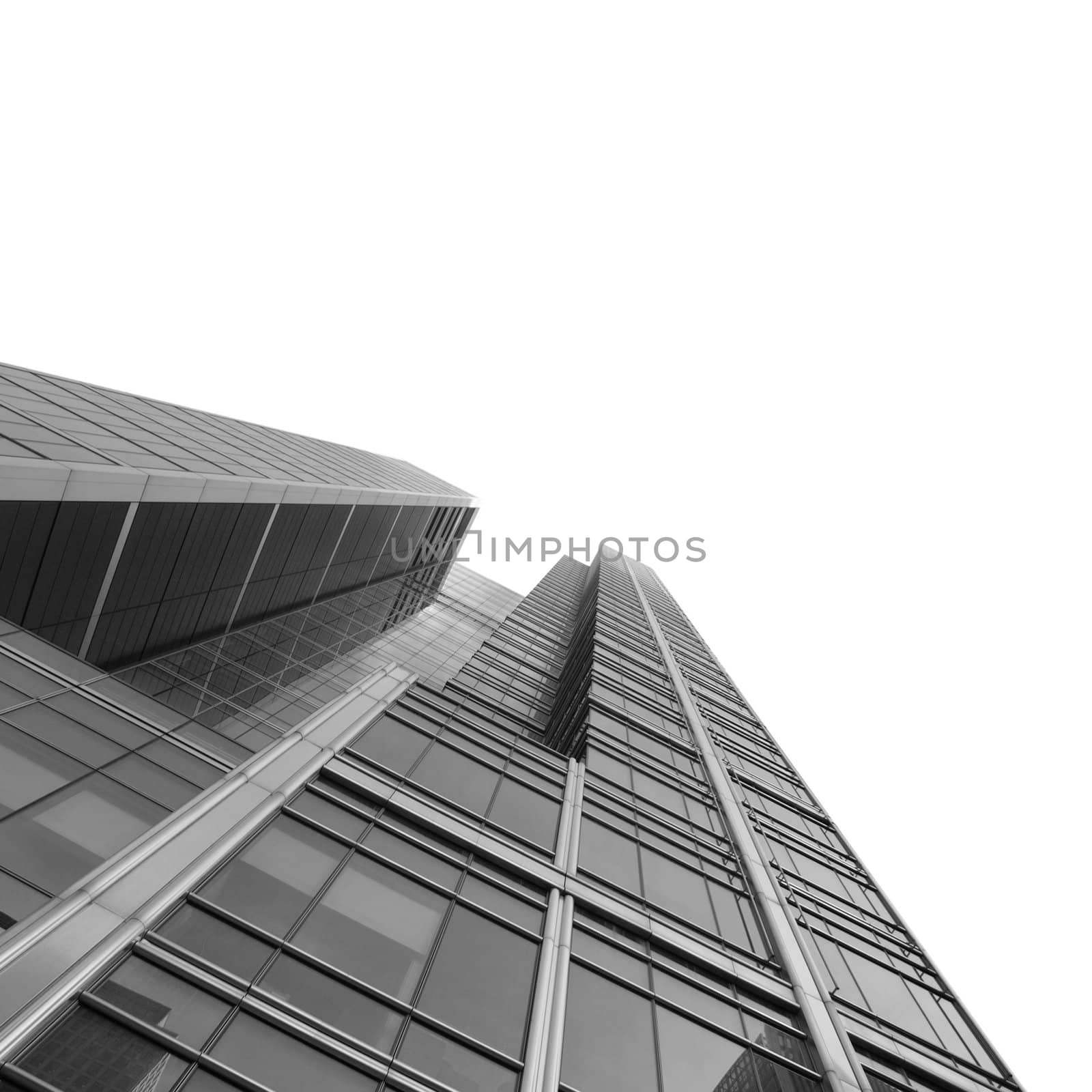 Modern skyscrapers isolated over white background with copy space