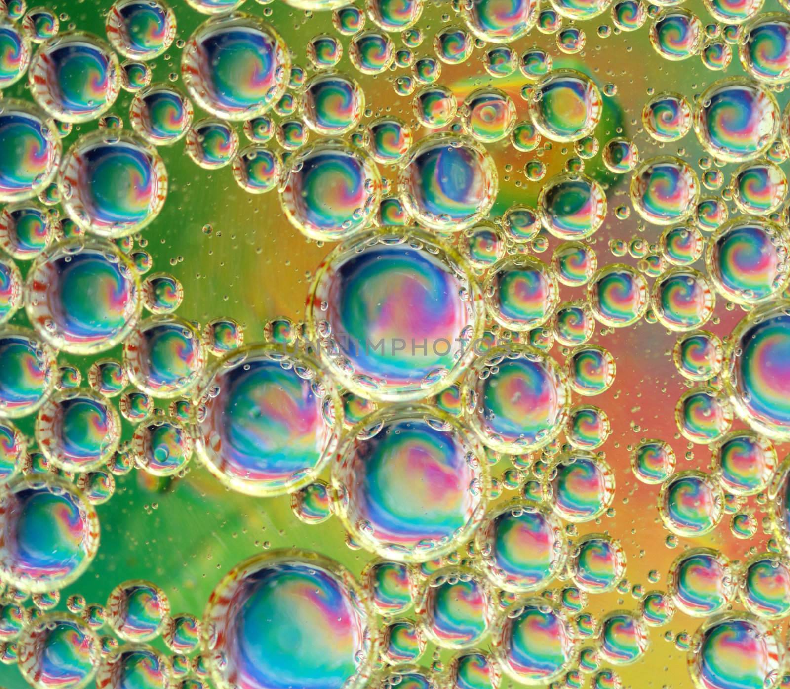 A psychedelic background of an oil and water mixture