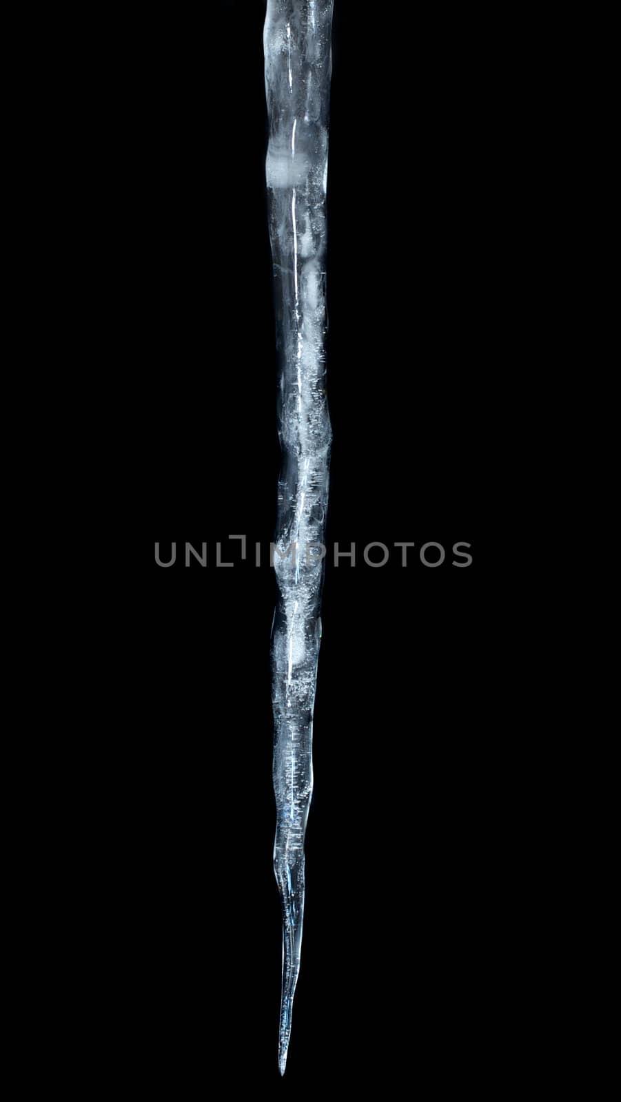 Macro of an icicle isolated on black