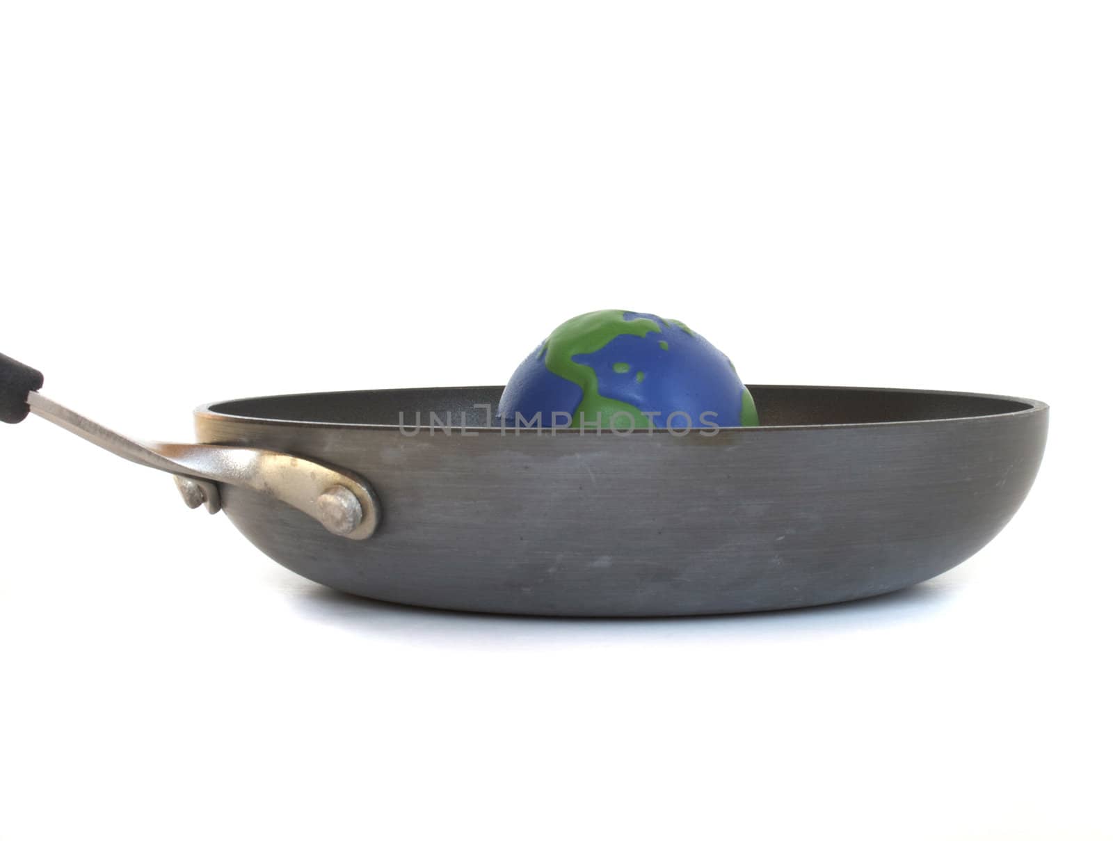  Earth sits in a Frying pan to represent Global Warming.