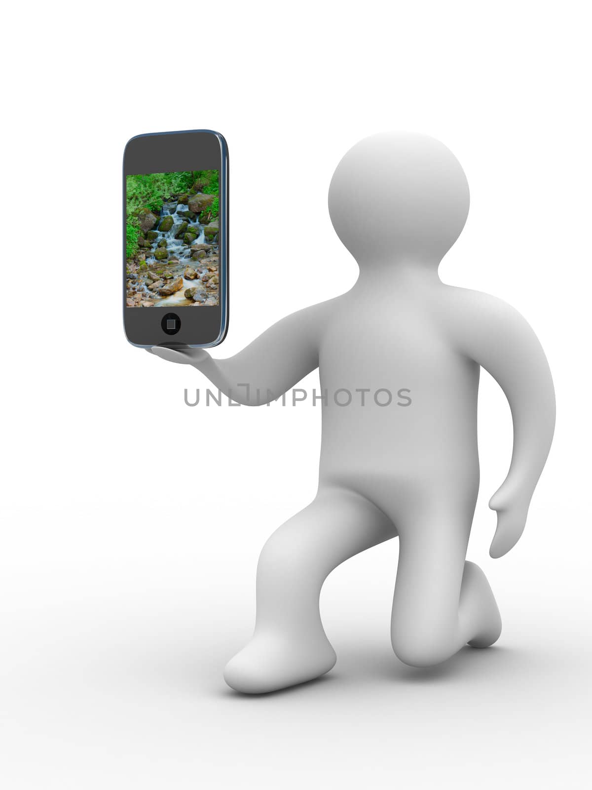 man and phone. Isolated 3D image