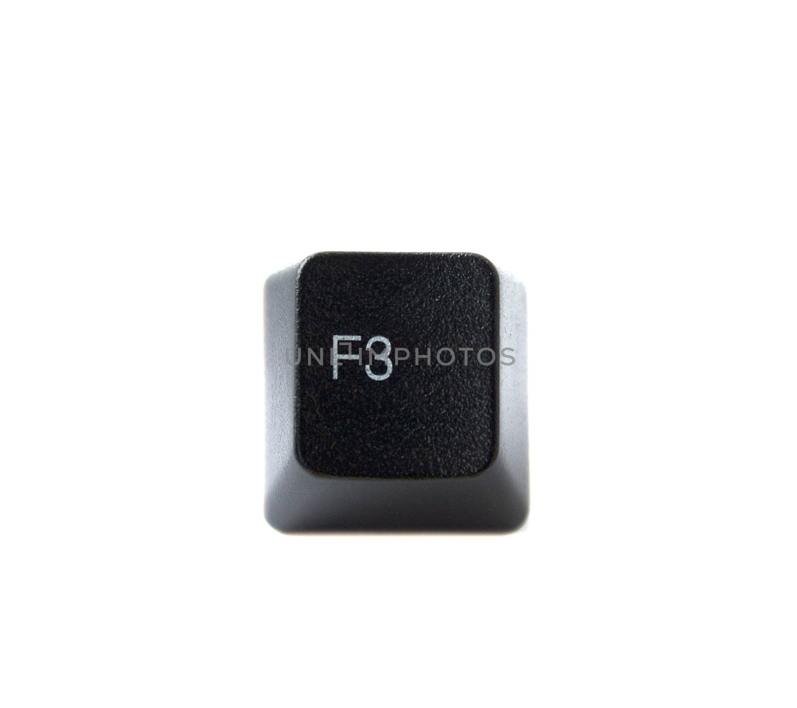 The F3 key from a black computer keyboard.