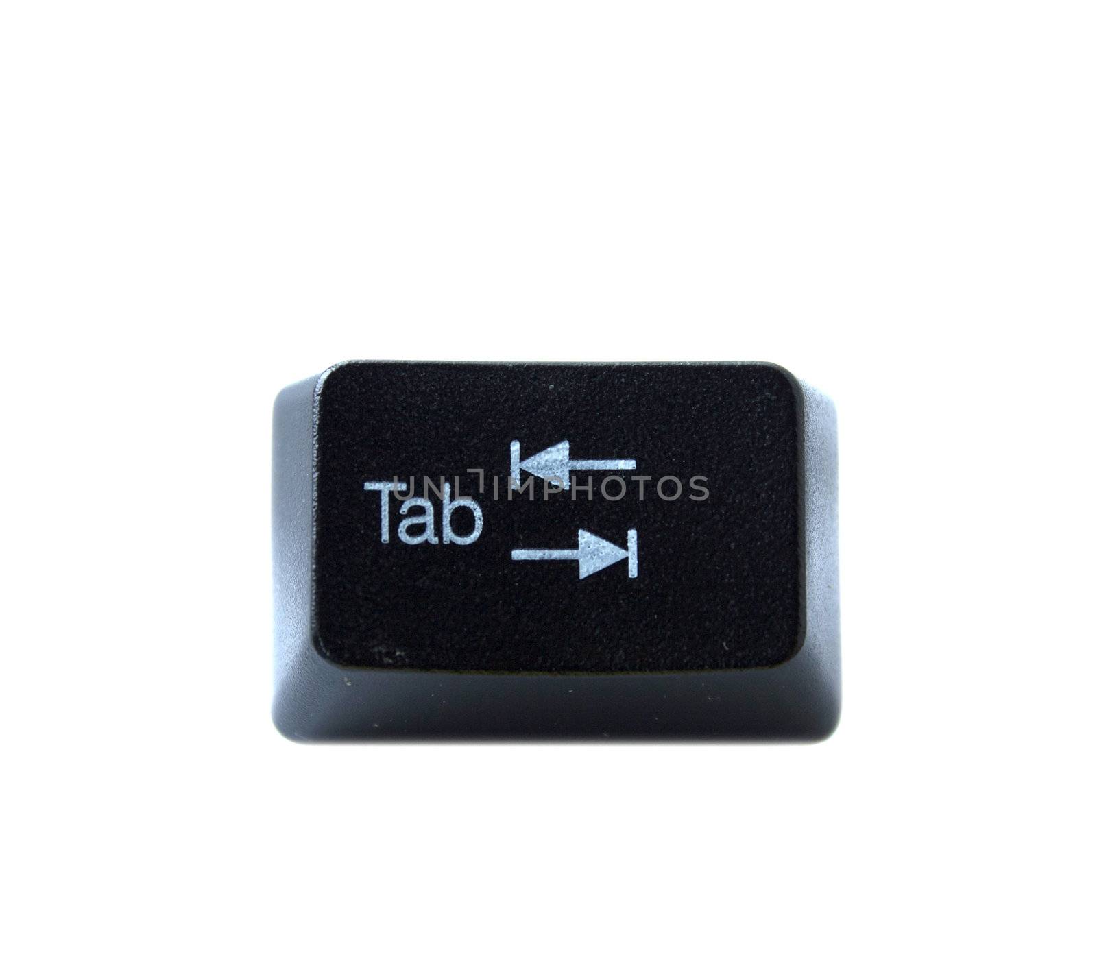 The Tab key from a black computer keyboard