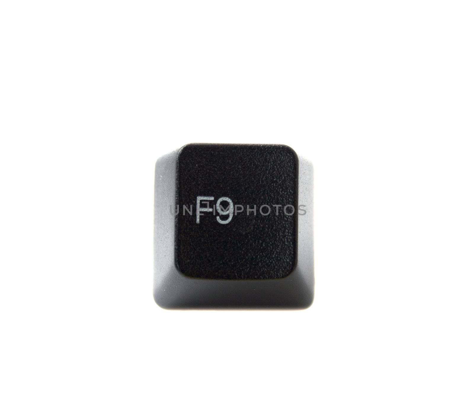 The F9 key from a black computer keyboard