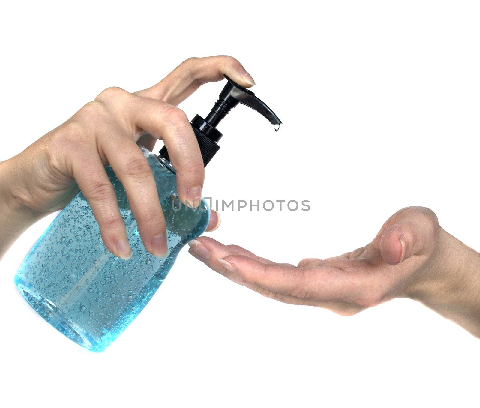 Applying hand sanitizer from a pump style dispenser