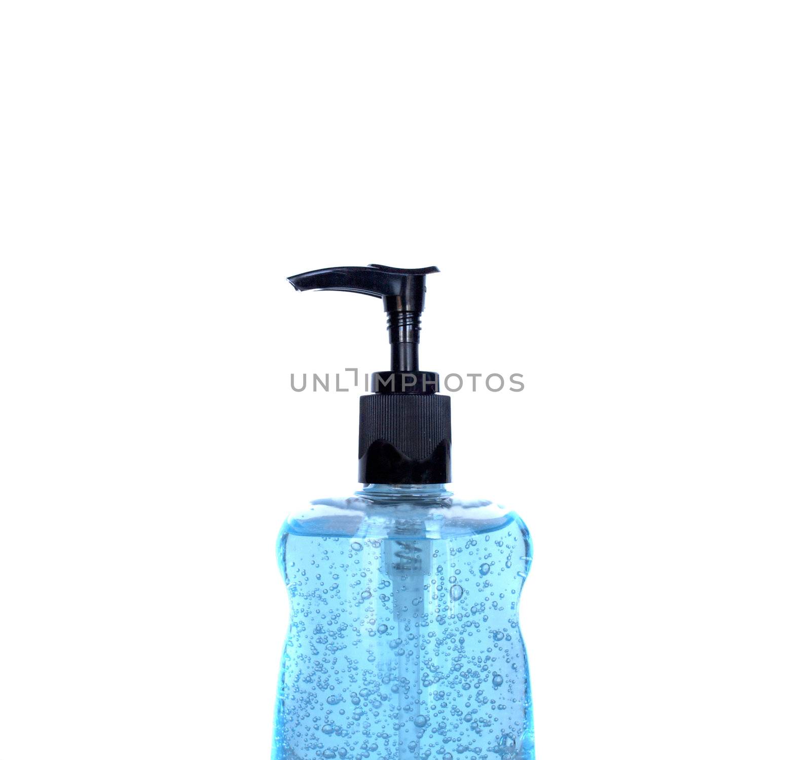 The top of a pump style hand sanitizer bottle