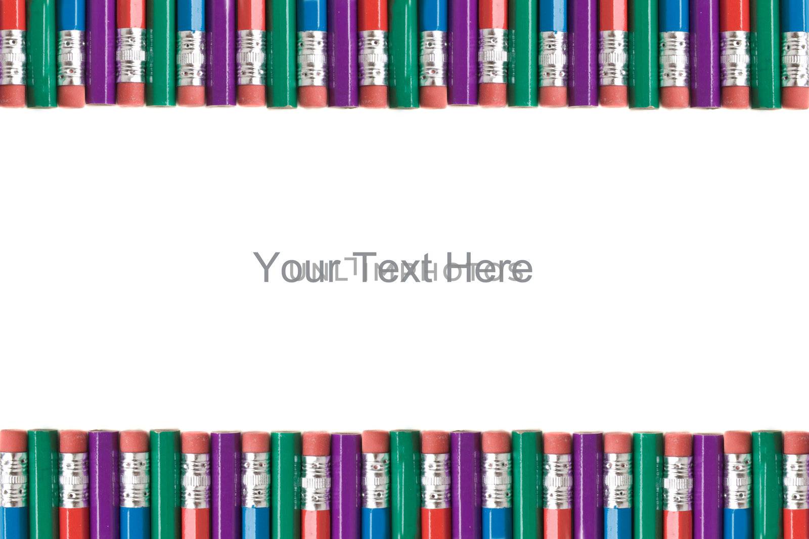A top and bottom border of alternating pencil erasers and unsharpened tips.