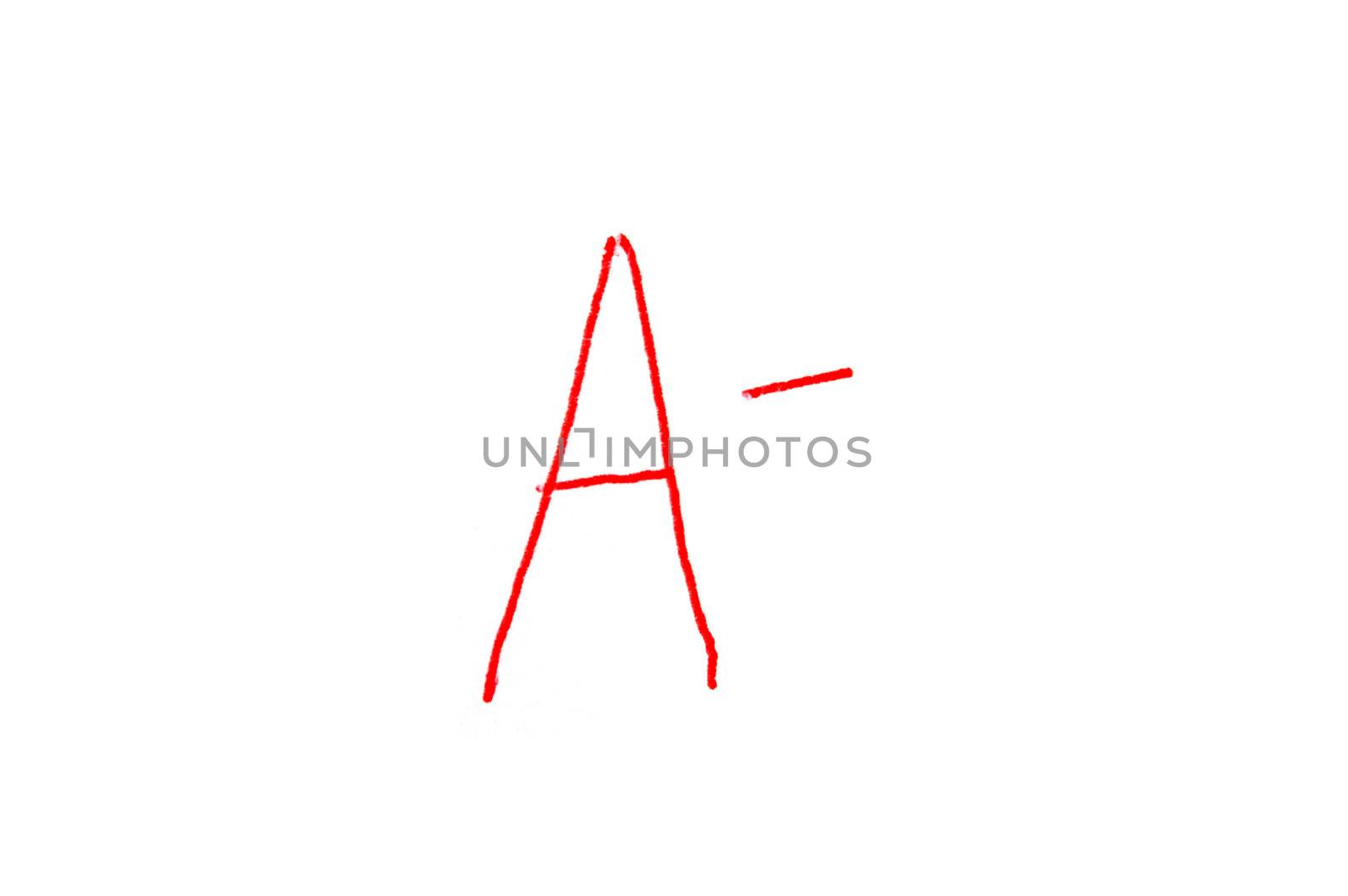 Handwritten Letter Grade A- written in red ink
