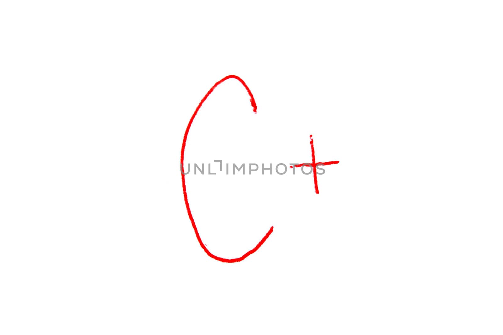 Handwritten Letter Grade C+ written in red ink