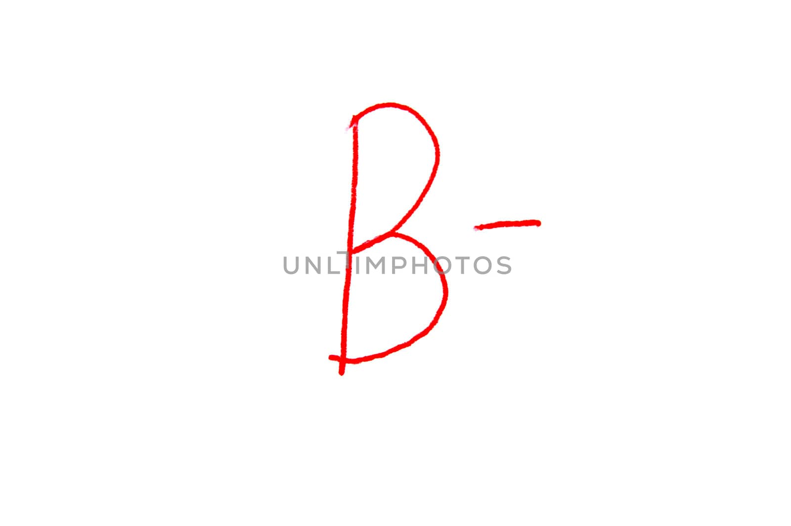 Handwritten Letter Grade B- written in red ink