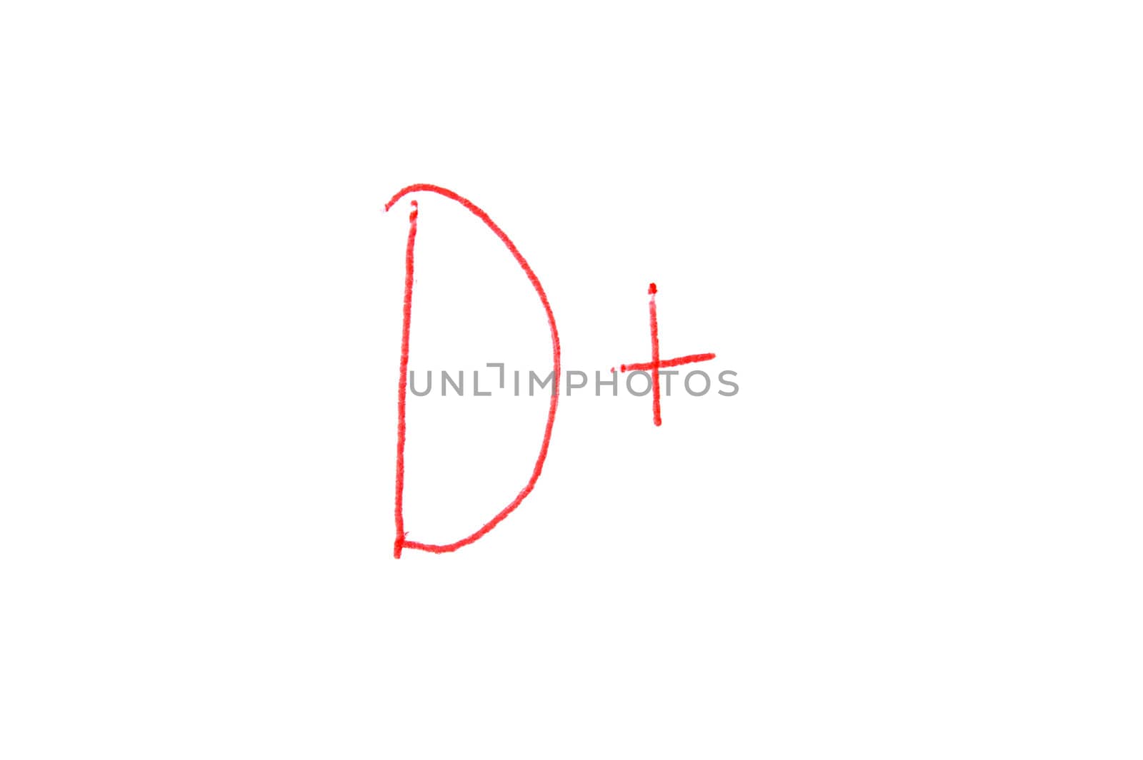 Handwritten Letter Grade D+ written in red ink