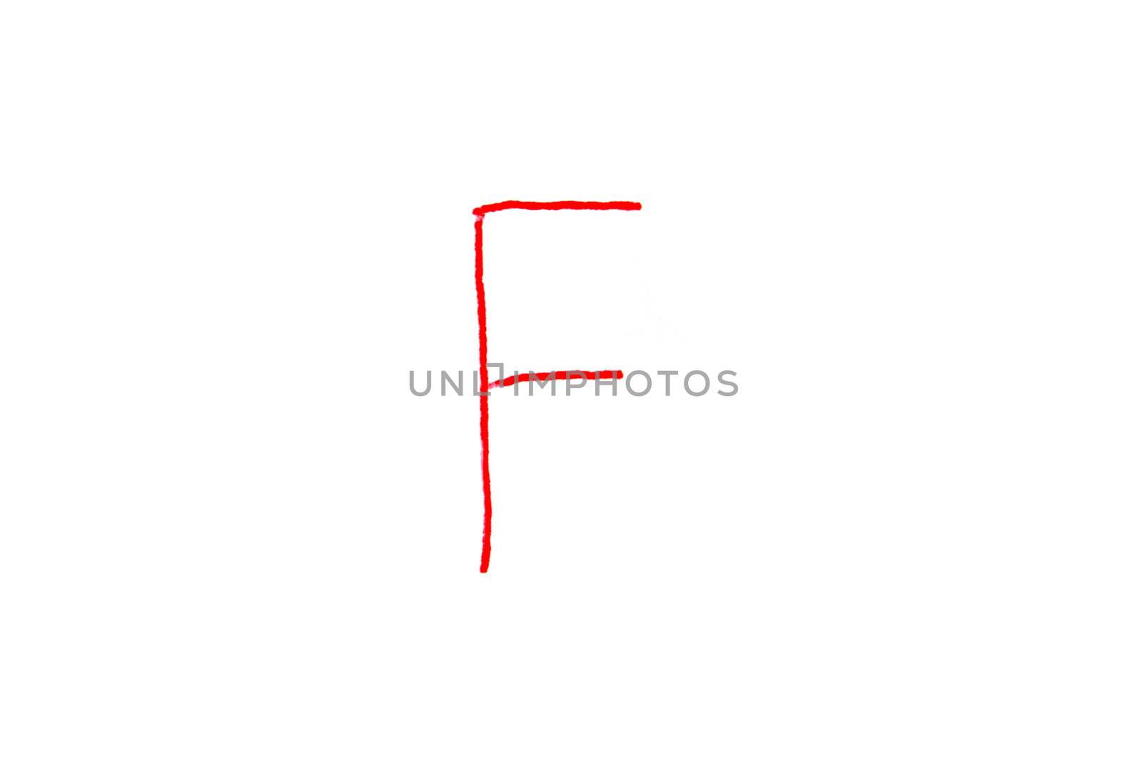 Handwritten Letter Grade F written in red ink