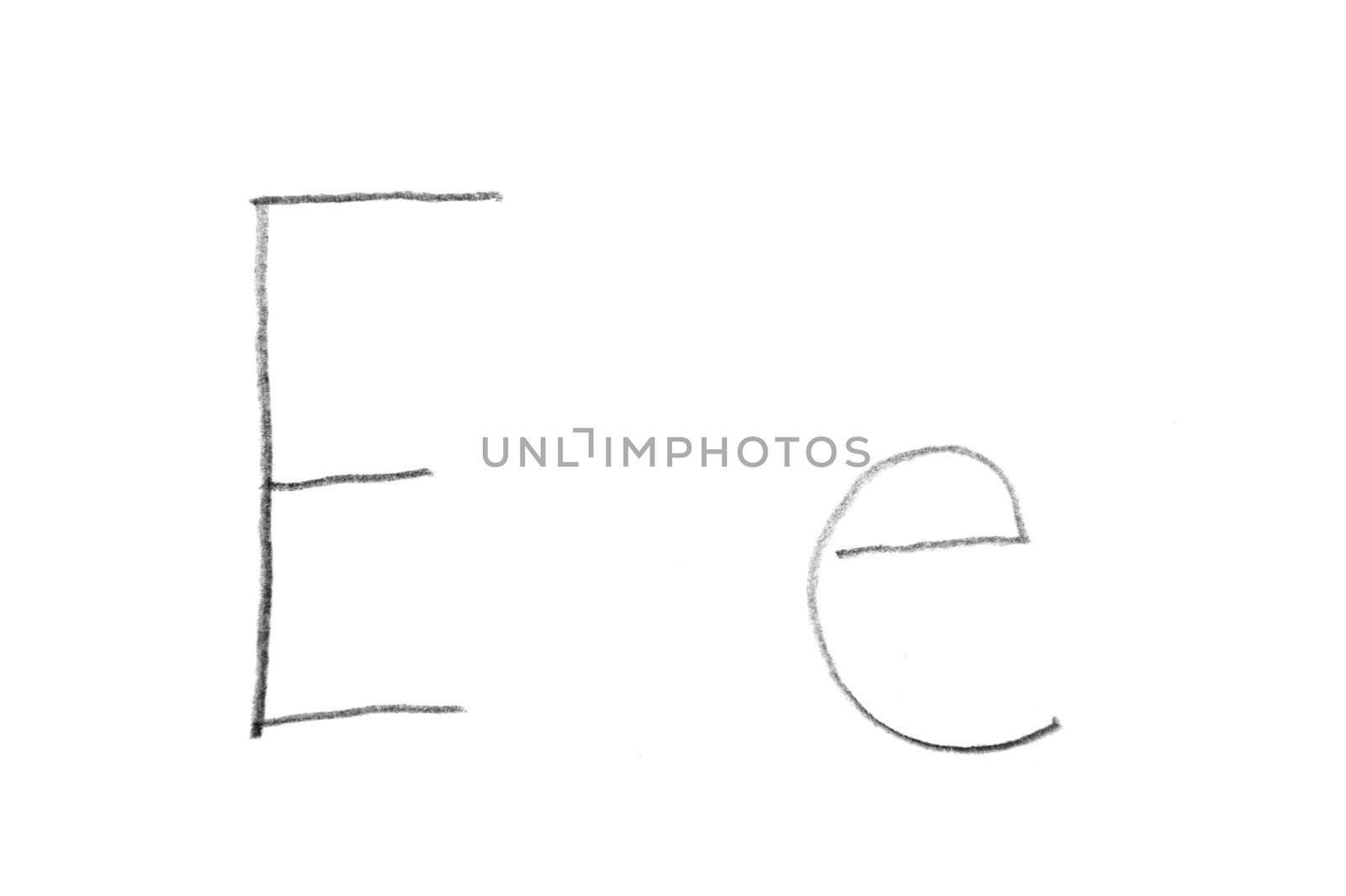 Hand written letter E, both upper and lower case
