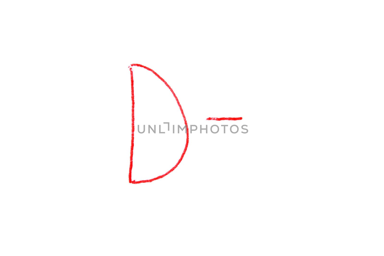 Handwritten Letter Grade D- written in red ink