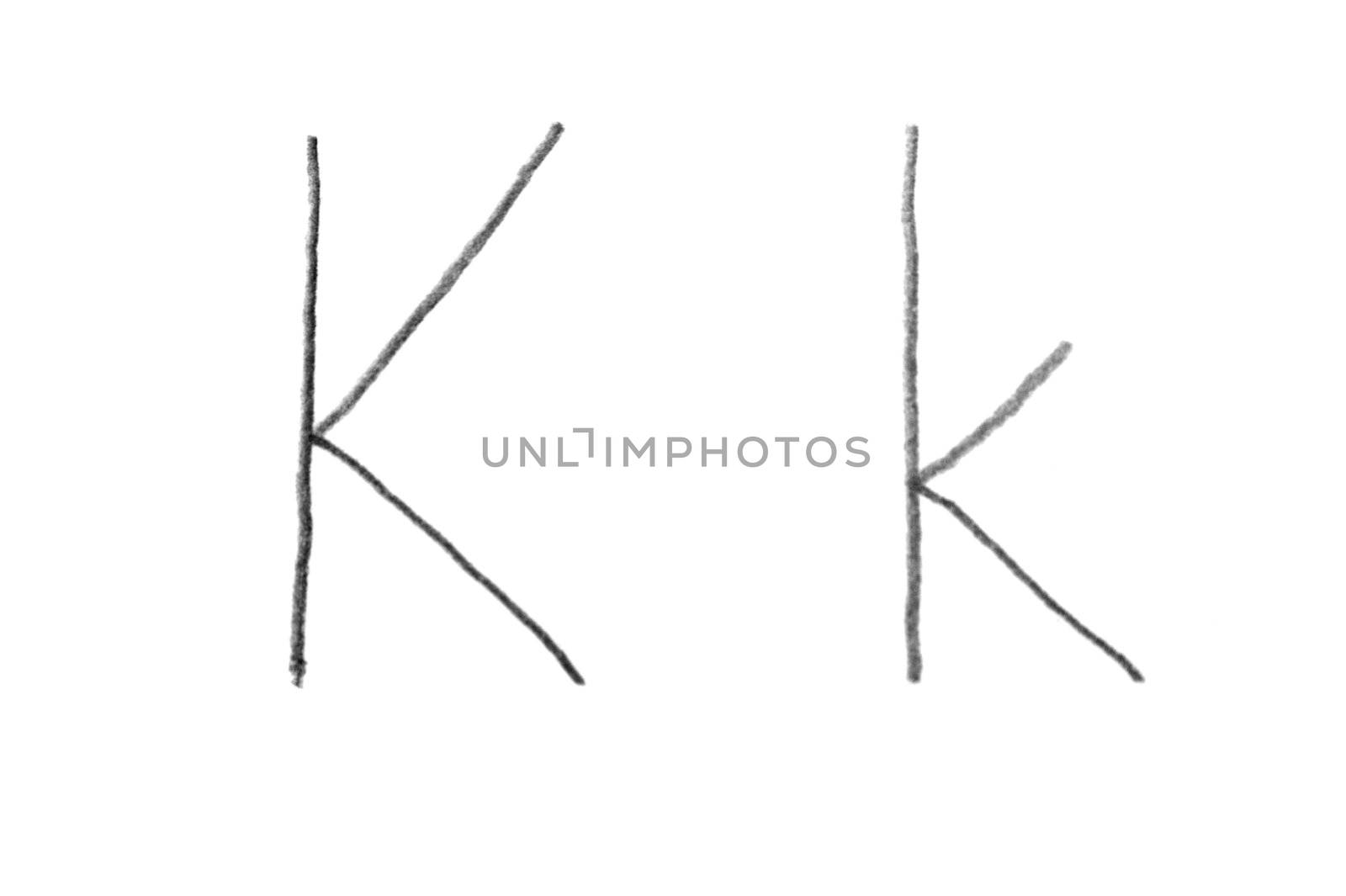 Hand written letter K, both upper and lower case