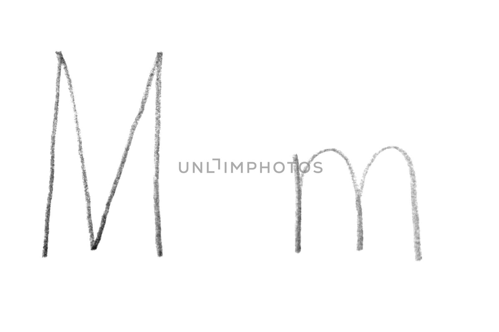 Hand written letter M, both upper and lower case