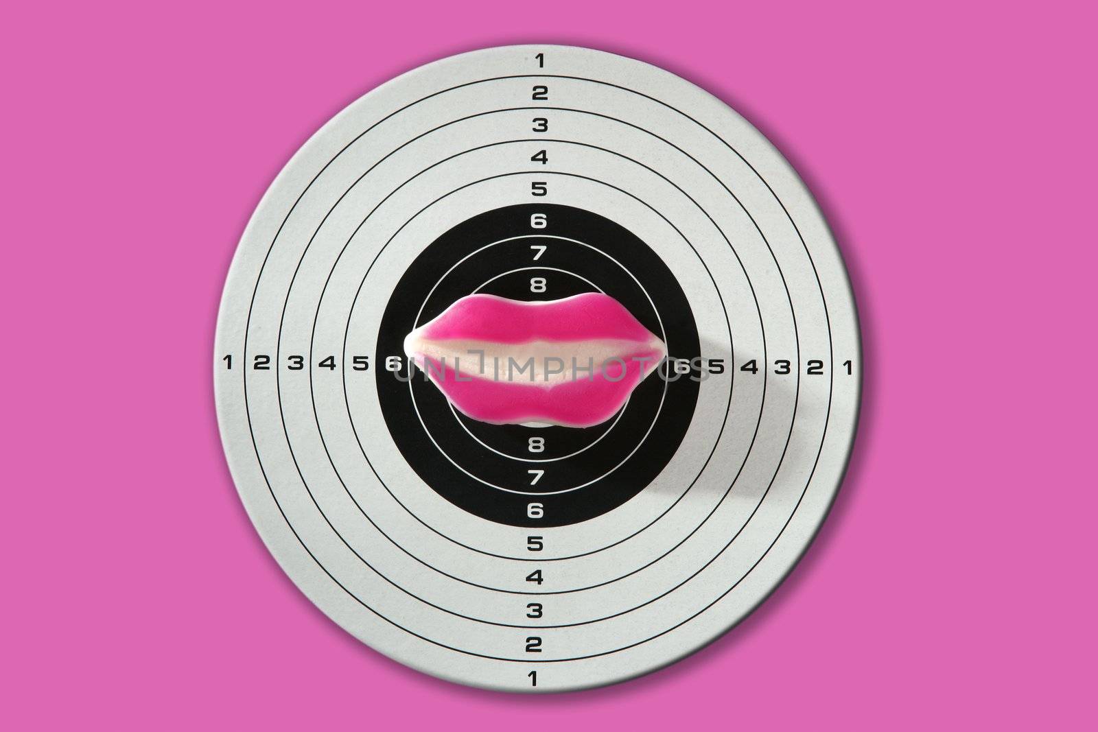 Target metaphor, the winner gets the sweet candy kiss from lips