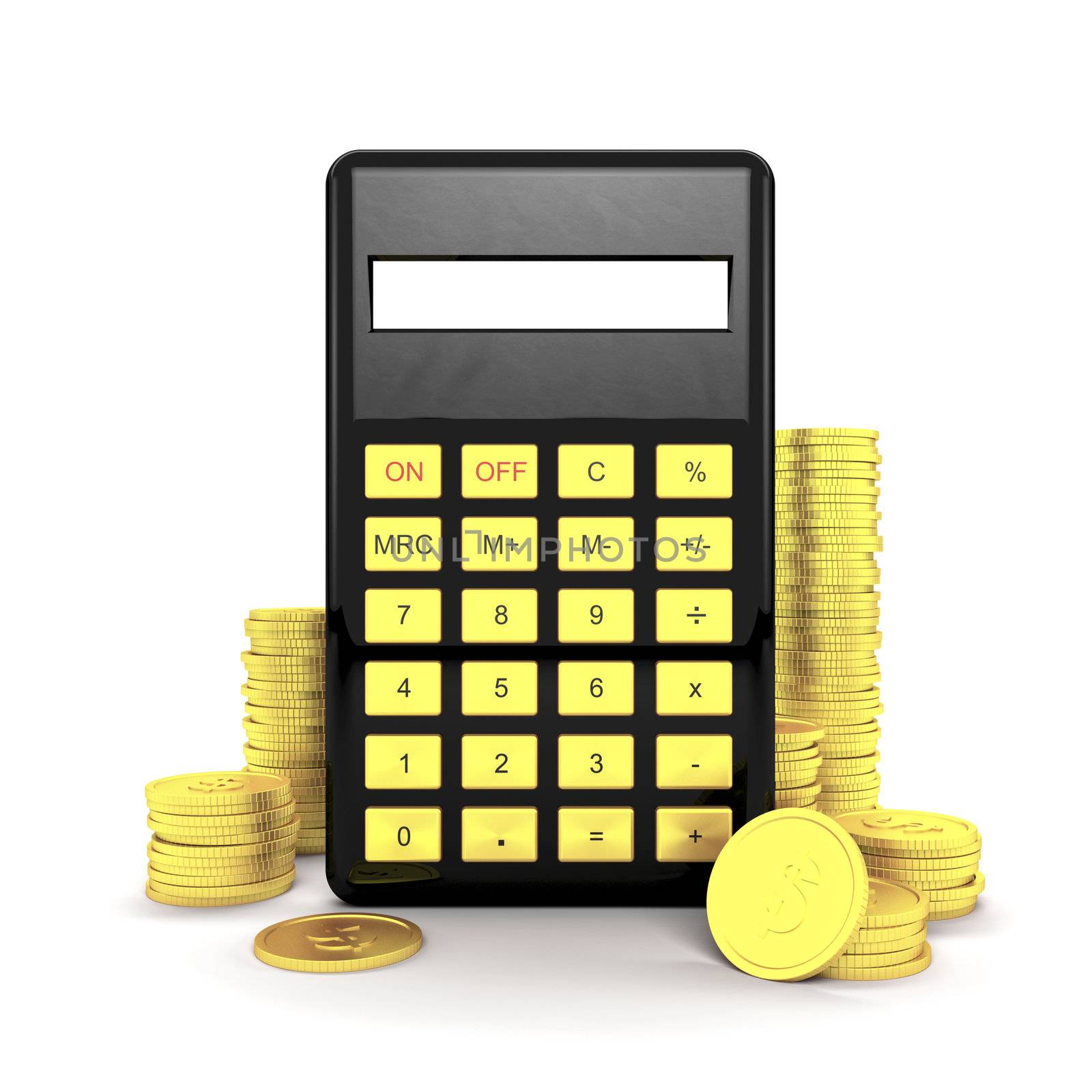 Calculator and coins by magraphics