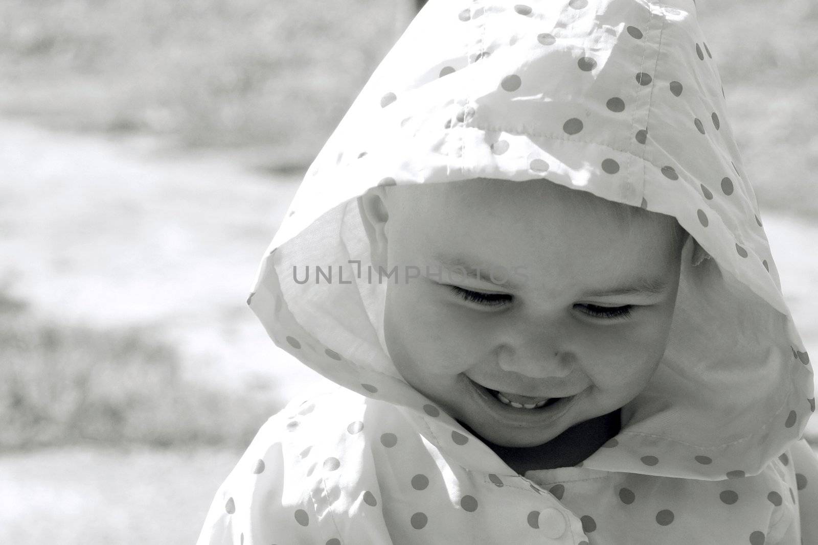 pretty smiling child in monochrome