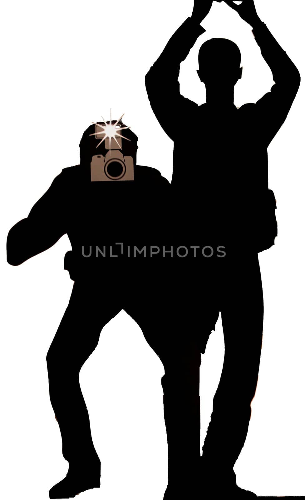 Silhouette of paparazzi photographers