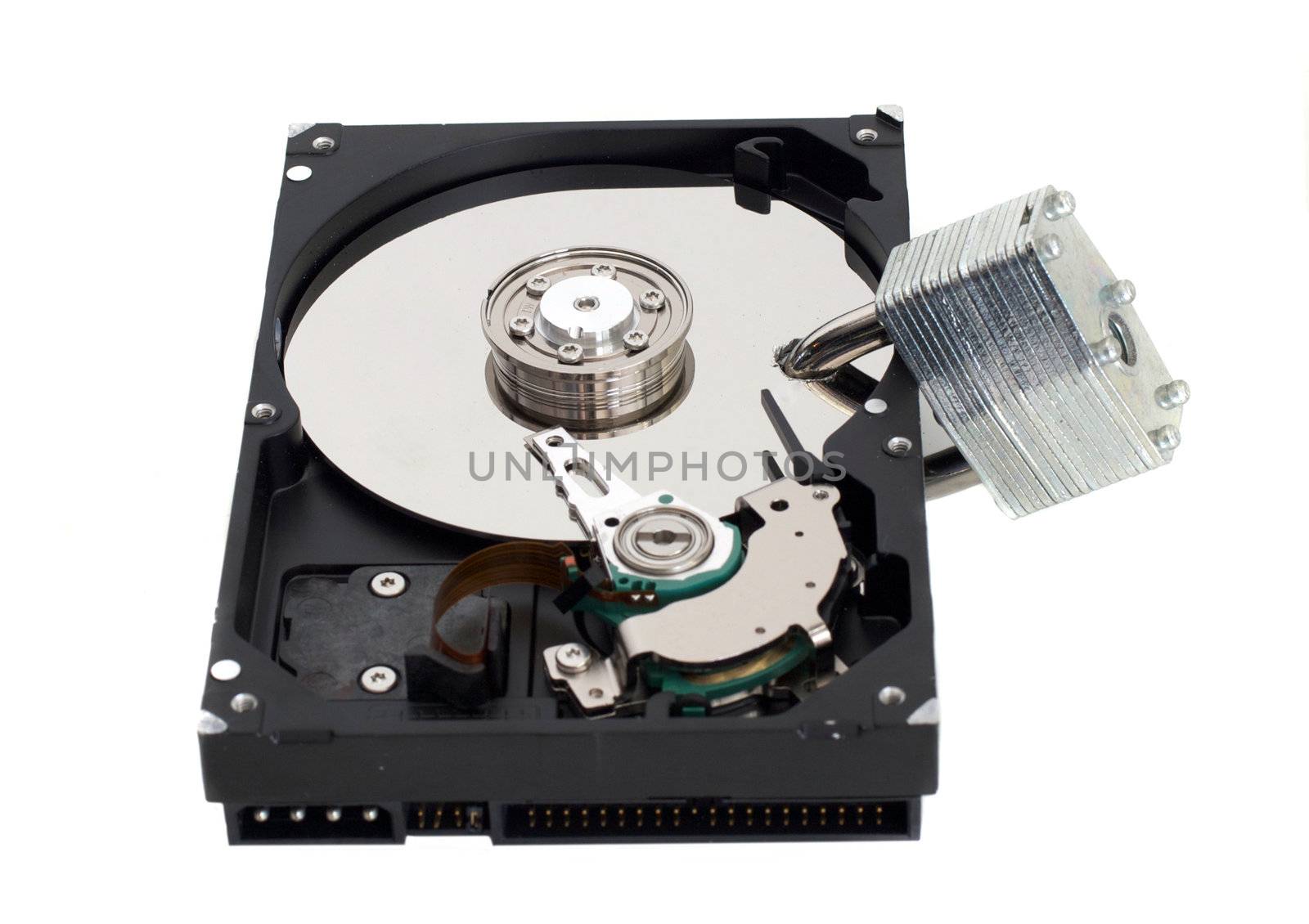 A strong lock through a harddrive.