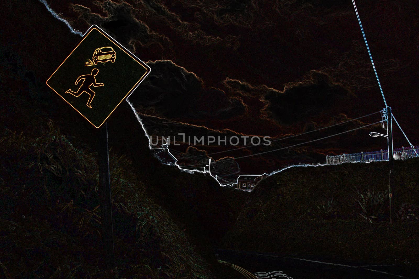a graphic image of danger sign on a bad bend