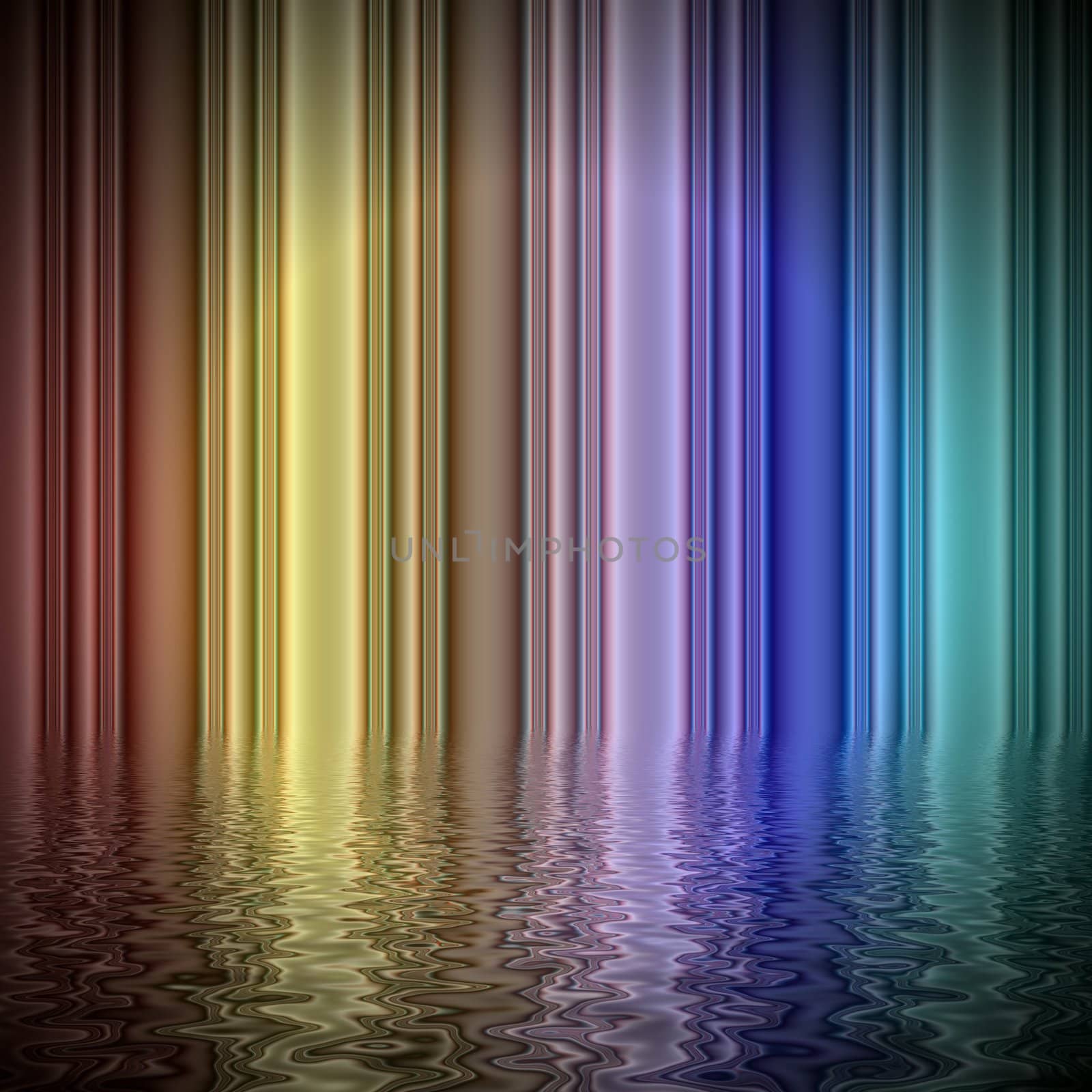 Illustration of colourful lines with water reflection