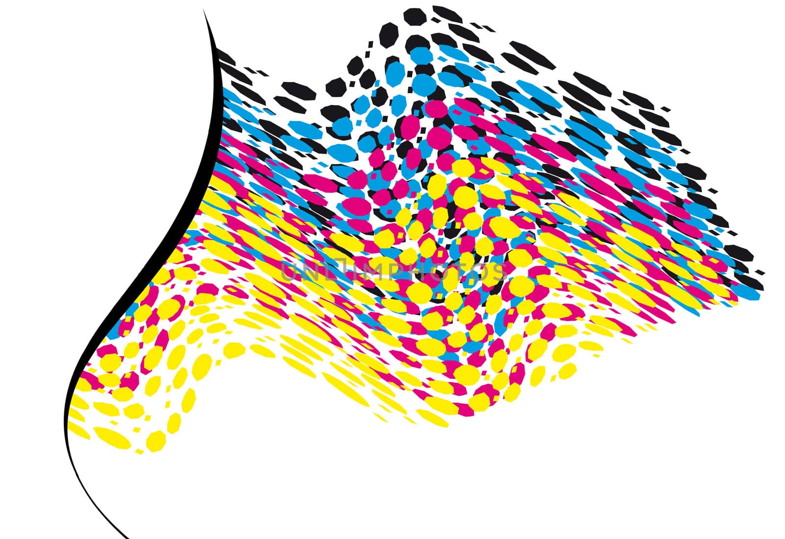 wavy CMYK spots with copy space horizontal by karinclaus