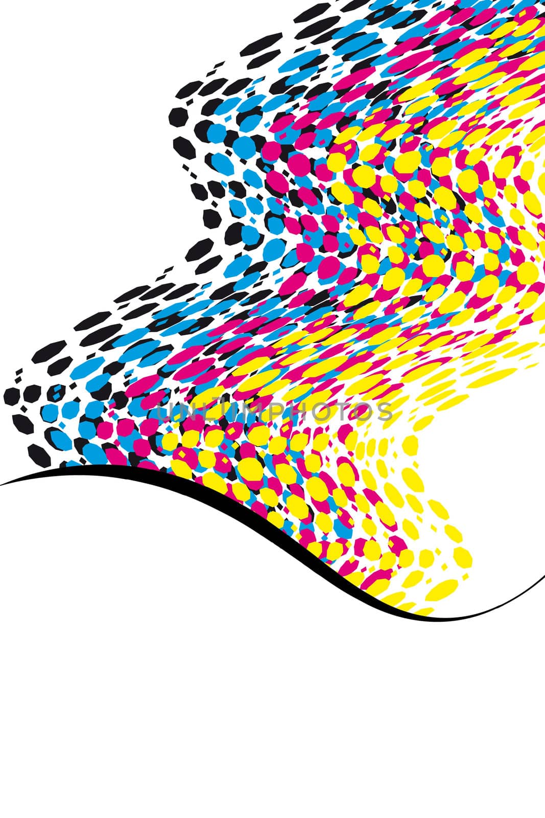 wavy CMYK spots with copy space vertical by karinclaus