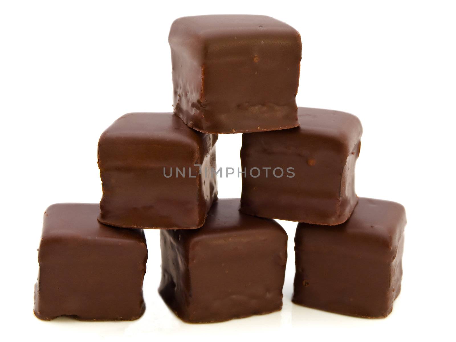 Photo of the chocolate bonbon against the white background