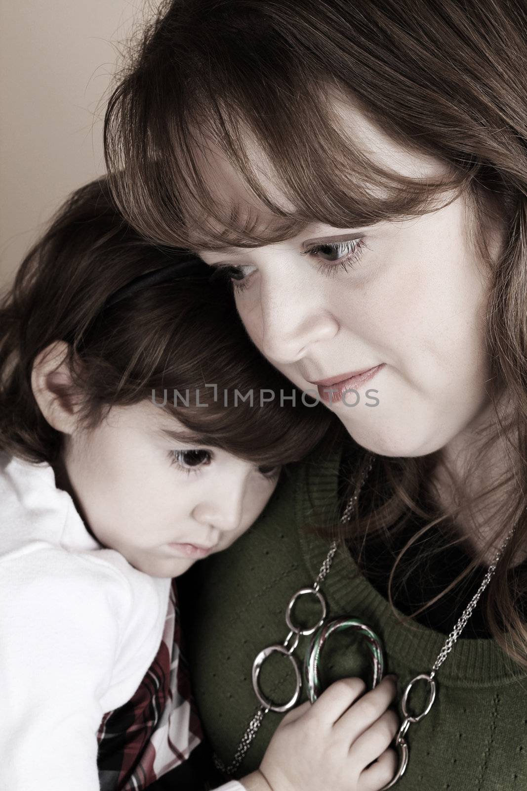 Portrait of a beautiful girl and her mother