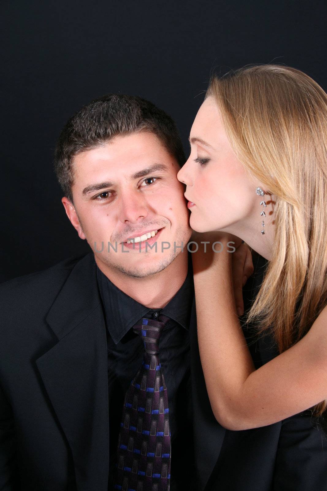 Young couple in love, faces close to one another