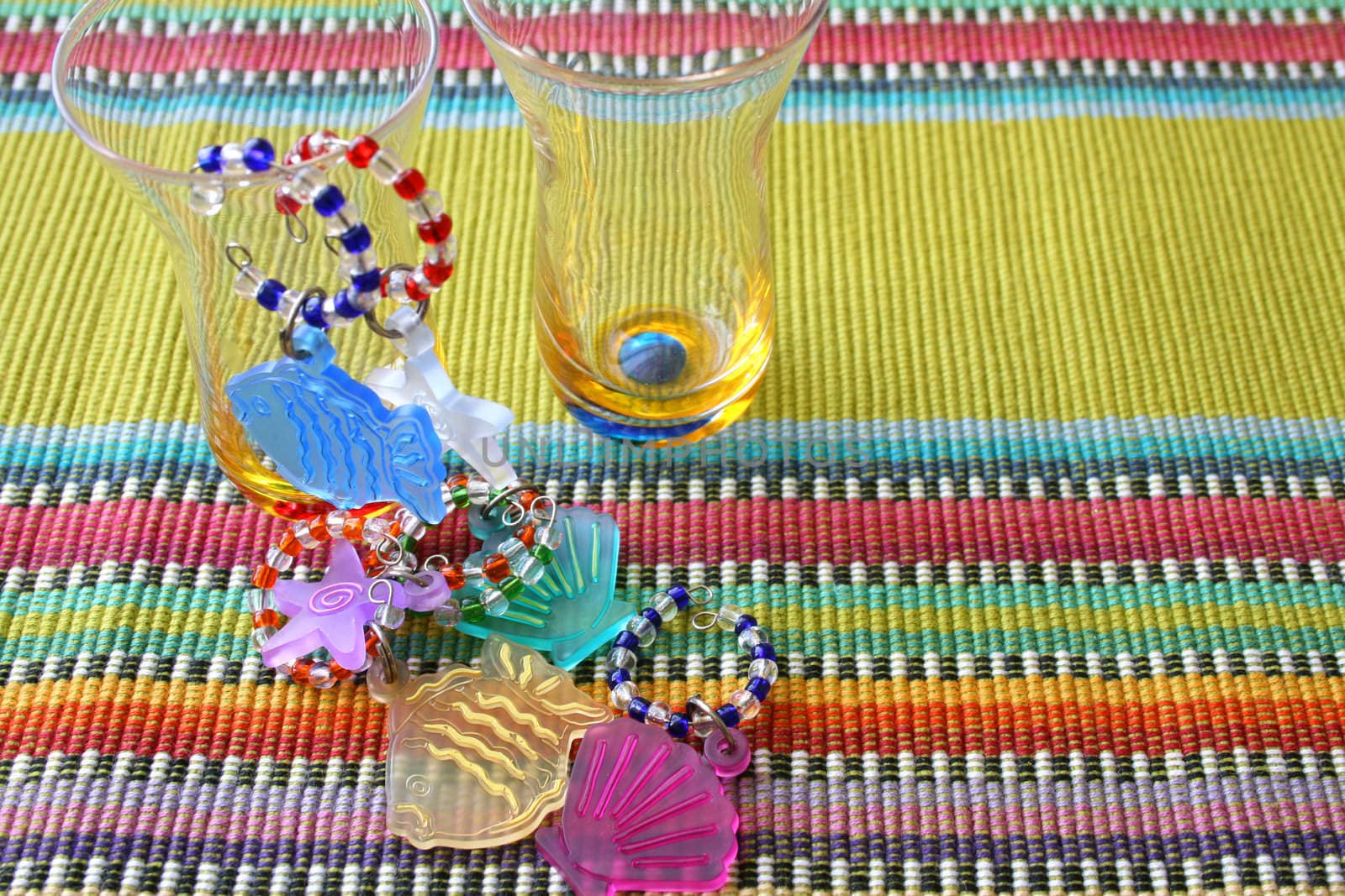 Shot Glasses with different colored and beaded stem decorations 