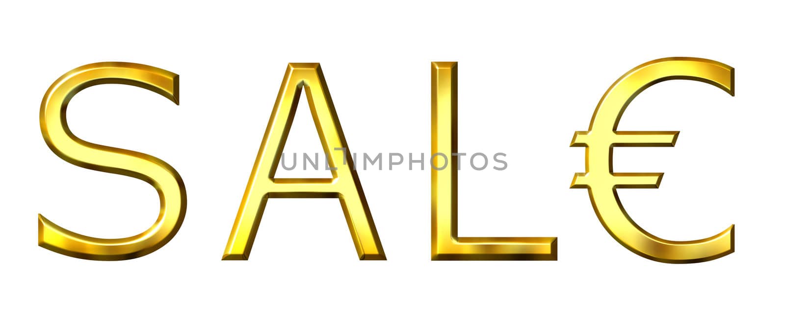 3d golden euro sale concept isolated in white