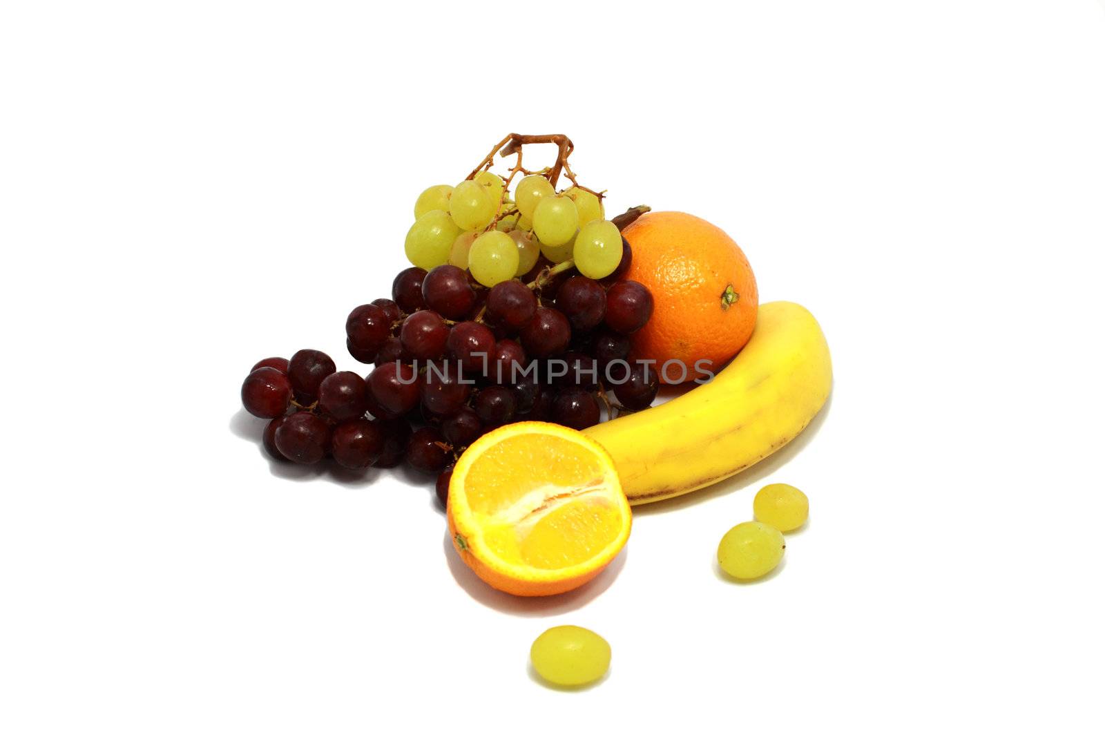 tropical fresh fruits isolated on white background