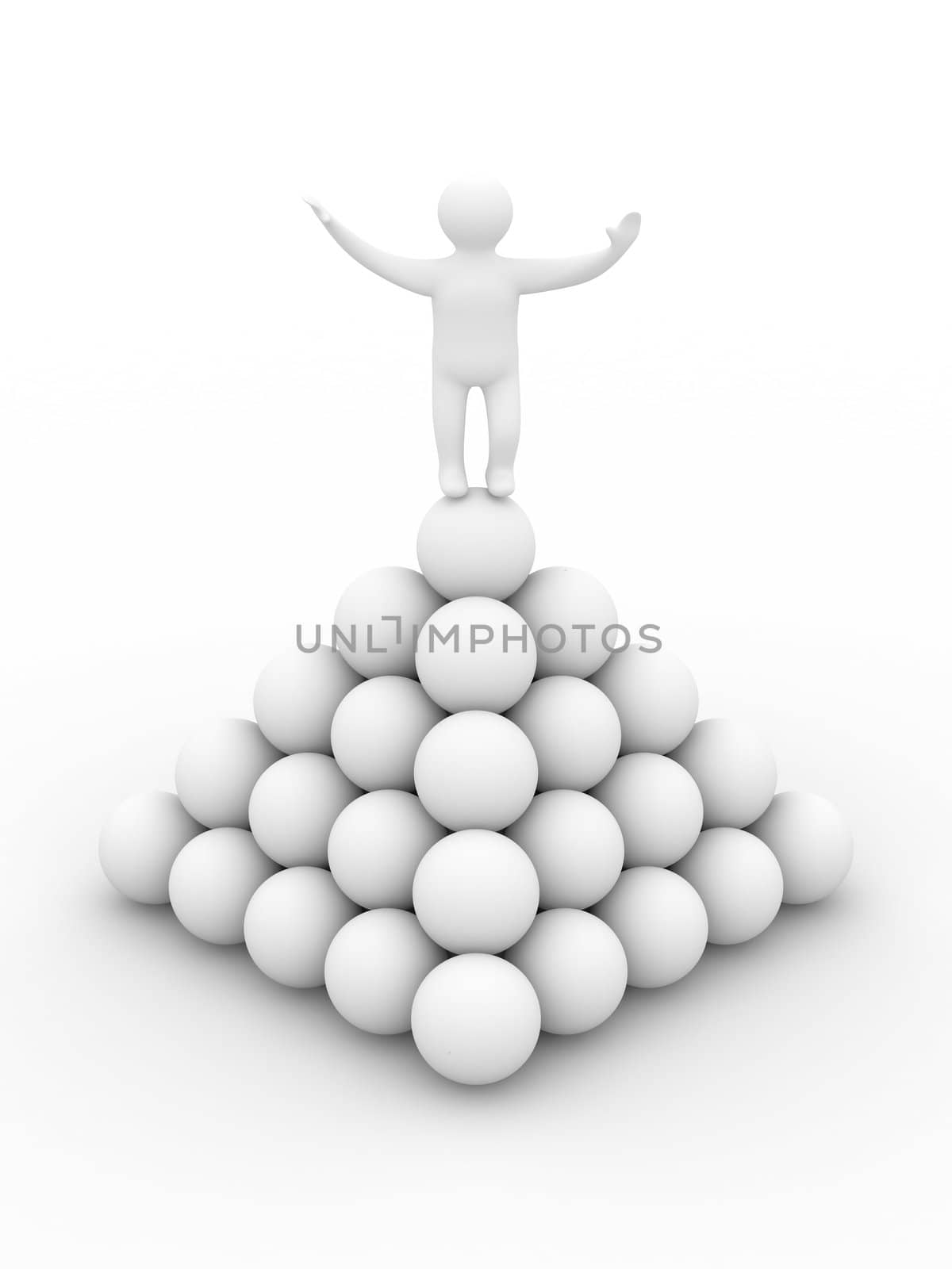 man on a pyramid. Isolated 3D image