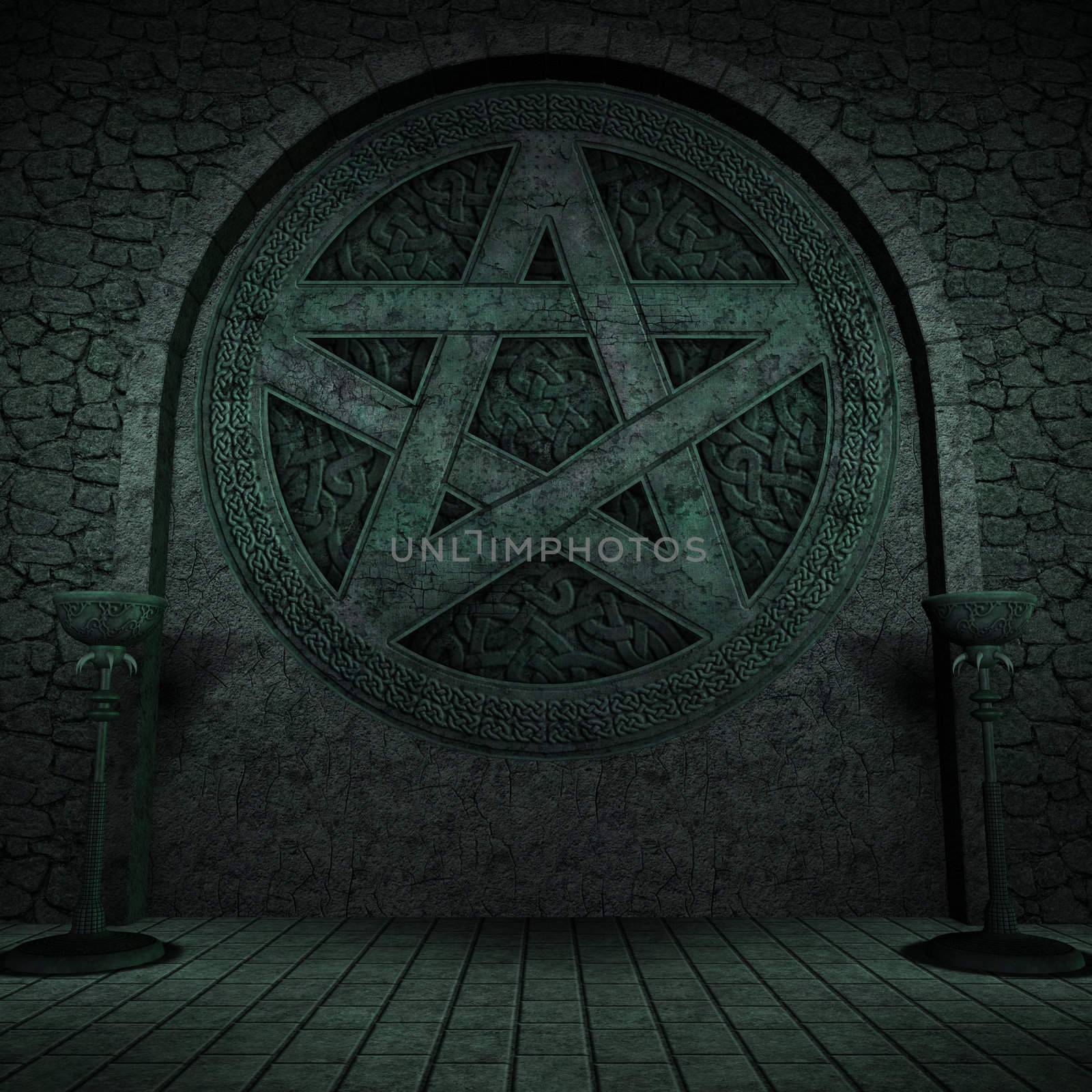 Indoor Pentagram Background by kathygold