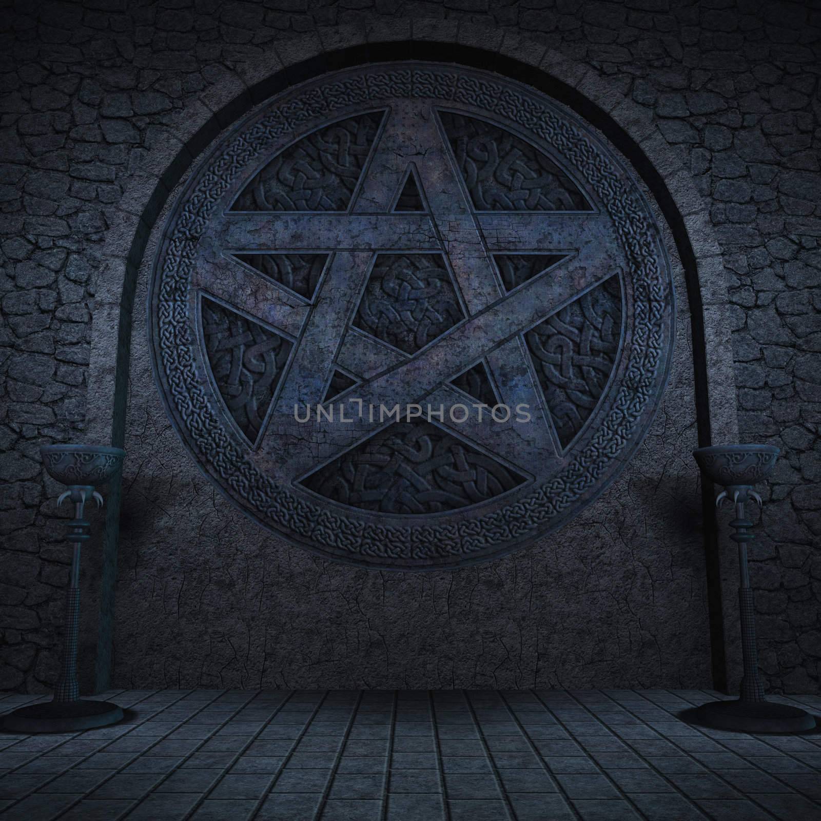 Indoor pentagram background